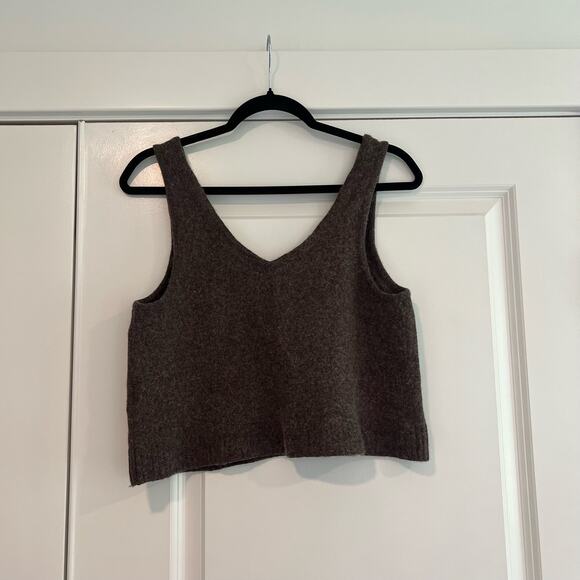 Madewell Women's Wool Cropped Sweater Tank Dark Brown Size XL - Picture 5 of 9